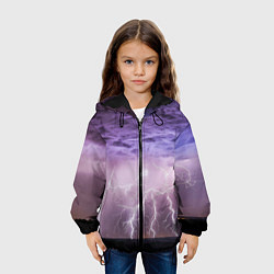 Куртка с капюшоном детская Гроза в ночном небе, цвет: 3D-черный — фото 2