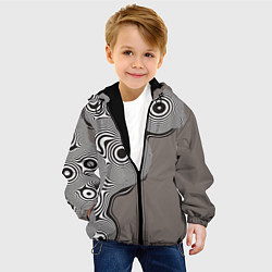 Куртка с капюшоном детская Абстрактные круги-линии, цвет: 3D-черный — фото 2