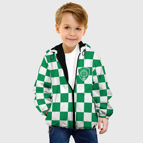 Детская куртка ФК Ахмат на фоне бело зеленой формы в квадрат / 3D-Черный – фото 4