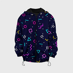 Куртка с капюшоном детская Neon geometric shapes, цвет: 3D-черный
