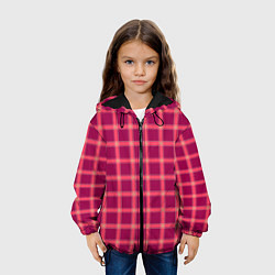 Куртка с капюшоном детская Красный модный узор в крупную клетку, цвет: 3D-черный — фото 2