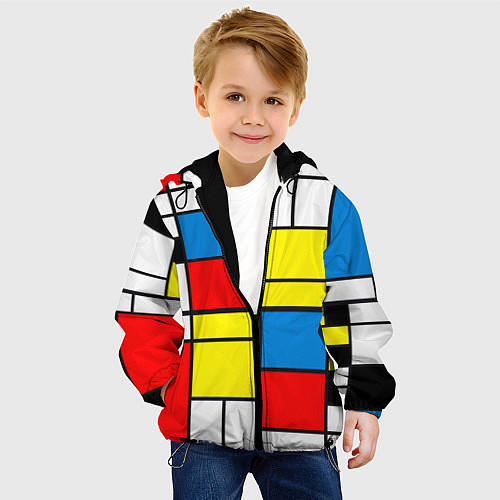 Детская куртка Texture of squares rectangles / 3D-Черный – фото 4