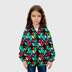 Куртка с капюшоном детская Геометрические фигуры темная текстура, цвет: 3D-черный — фото 2