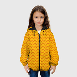 Куртка с капюшоном детская Оранжевые линии зиг-заги, цвет: 3D-черный — фото 2
