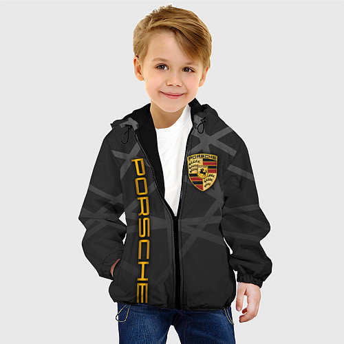 Детская куртка PORSCHE : ГЕОМЕТРИЧЕСКИЕ ЛИНИИ / 3D-Черный – фото 4