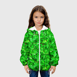 Куртка с капюшоном детская Зелёные листья - текстура, цвет: 3D-белый — фото 2
