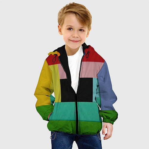 Детская куртка Абстрактные геометрические прямоугольники - Чёрный / 3D-Черный – фото 4