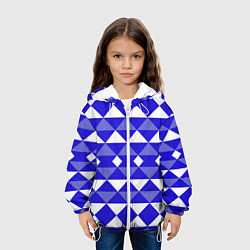 Куртка с капюшоном детская Бело-синий геометрический узор, цвет: 3D-белый — фото 2