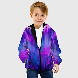 Куртка с капюшоном детская Purple splashes, цвет: 3D-черный — фото 2