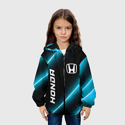 Куртка с капюшоном детская Honda неоновые лампы, цвет: 3D-черный — фото 2
