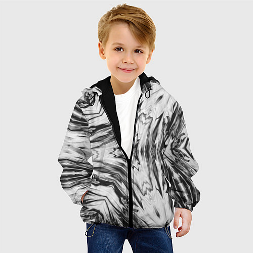 Детская куртка Черно-белый абстрактный узор Трио / 3D-Черный – фото 4