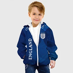 Куртка с капюшоном детская Сборная Англии Синяя Абстракция, цвет: 3D-белый — фото 2