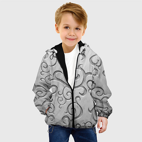 Детская куртка Ажурный орнамент на поверхности металла / 3D-Черный – фото 4