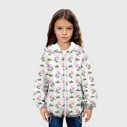 Куртка с капюшоном детская Садовые розы, паттерн, цвет: 3D-белый — фото 2
