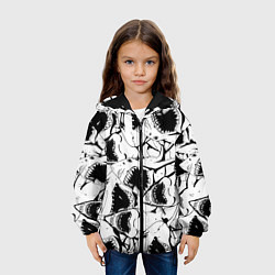 Куртка с капюшоном детская Пасти акул - паттерн, цвет: 3D-черный — фото 2