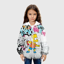 Куртка с капюшоном детская Барт Симпсон на фоне стены с граффити, цвет: 3D-белый — фото 2