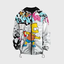 Куртка с капюшоном детская Барт Симпсон на фоне стены с граффити, цвет: 3D-черный