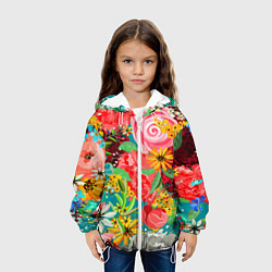 Куртка с капюшоном детская Multicolour of flowers, цвет: 3D-белый — фото 2