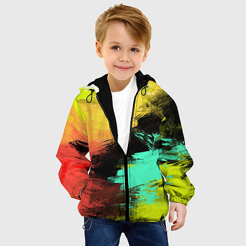 Детская куртка Яркий красочный гранж / 3D-Черный – фото 4