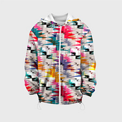 Куртка с капюшоном детская Многоцветный абстрактный геометрический, цвет: 3D-белый