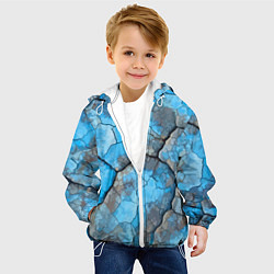 Куртка с капюшоном детская Растрескавшаяся поверхность голубого цвета, цвет: 3D-белый — фото 2