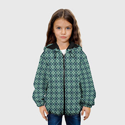 Куртка с капюшоном детская Геометрический бирюзовый узор на текстурированном, цвет: 3D-черный — фото 2