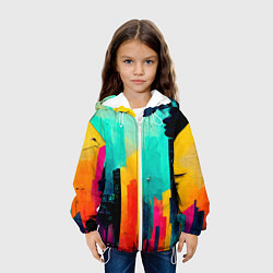 Куртка с капюшоном детская Уличный гранж стиль, цвет: 3D-белый — фото 2