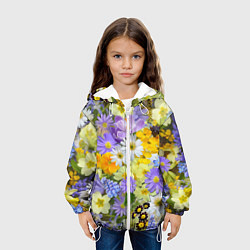 Куртка с капюшоном детская Цветочная летняя поляна, цвет: 3D-белый — фото 2