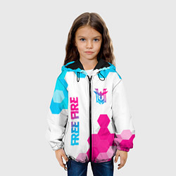 Куртка с капюшоном детская Free Fire neon gradient style: символ и надпись ве, цвет: 3D-черный — фото 2