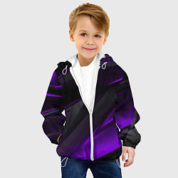 Куртка с капюшоном детская Черно-фиолетовая геометрическая абстракция, цвет: 3D-белый — фото 2