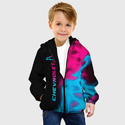 Куртка с капюшоном детская Chevrolet - neon gradient: по-вертикали, цвет: 3D-черный — фото 2