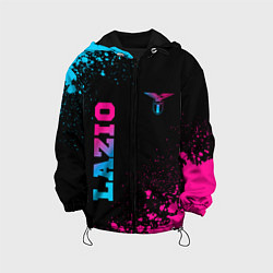 Куртка с капюшоном детская Lazio - neon gradient: символ и надпись вертикальн, цвет: 3D-черный