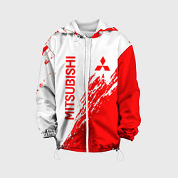 Куртка с капюшоном детская Mitsubishi - красная текстура, цвет: 3D-белый