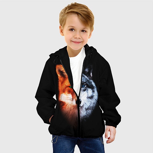 Детская куртка Волк и Лисица / 3D-Черный – фото 4