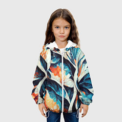 Куртка с капюшоном детская Красочная листья - абстракция, цвет: 3D-белый — фото 2