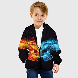 Куртка с капюшоном детская Вода и огонь - два кулака Brofist, цвет: 3D-черный — фото 2