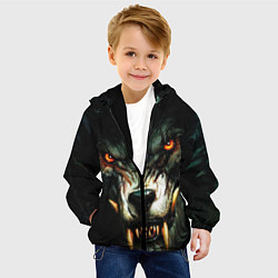 Куртка с капюшоном детская Злой волк с длинными клыками, цвет: 3D-черный — фото 2