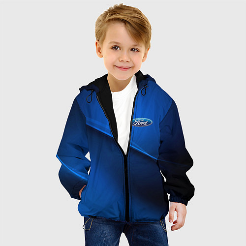Детская куртка Ford - синяя абстракция / 3D-Черный – фото 4