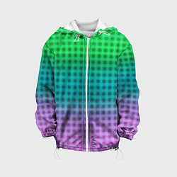Куртка с капюшоном детская Gradient lilac green plaid, цвет: 3D-белый
