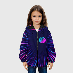 Куртка с капюшоном детская Daewoo neon speed lines, цвет: 3D-черный — фото 2
