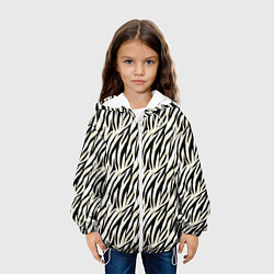 Куртка с капюшоном детская Тигровый полосатый узор-черные, бежевые полосы на, цвет: 3D-белый — фото 2