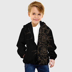 Куртка с капюшоном детская Элегантные розы на черном фоне, цвет: 3D-черный — фото 2
