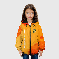Куртка с капюшоном детская Porsche Жёлтая абстракция, цвет: 3D-черный — фото 2