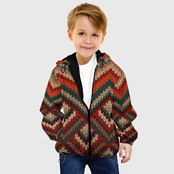 Куртка с капюшоном детская Вязаная ткань - текстура, цвет: 3D-черный — фото 2