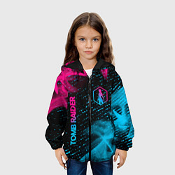 Куртка с капюшоном детская Tomb Raider - neon gradient: надпись, символ, цвет: 3D-черный — фото 2