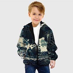 Куртка с капюшоном детская Трехмерный готический фрактал, цвет: 3D-черный — фото 2
