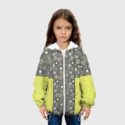 Куртка с капюшоном детская Абстрактный узор с неоновыми вставками, цвет: 3D-белый — фото 2
