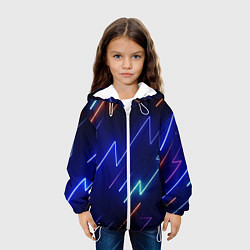 Куртка с капюшоном детская Неоновые изогнутые линии, цвет: 3D-белый — фото 2