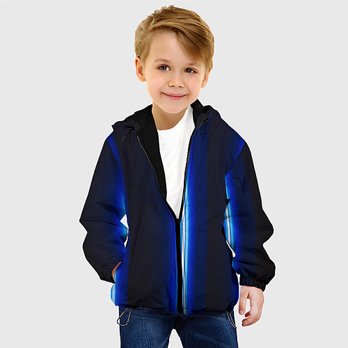 Детская куртка Неоновое синее свечение / 3D-Черный – фото 4