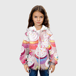 Куртка с капюшоном детская Много сладких капкейков, цвет: 3D-белый — фото 2